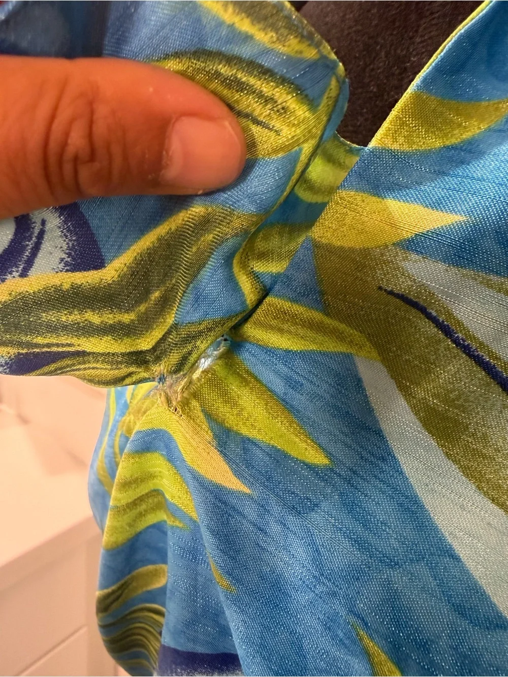 Selene Sport Blue Tropical Leaf Sleeveless Shift Dress Size S